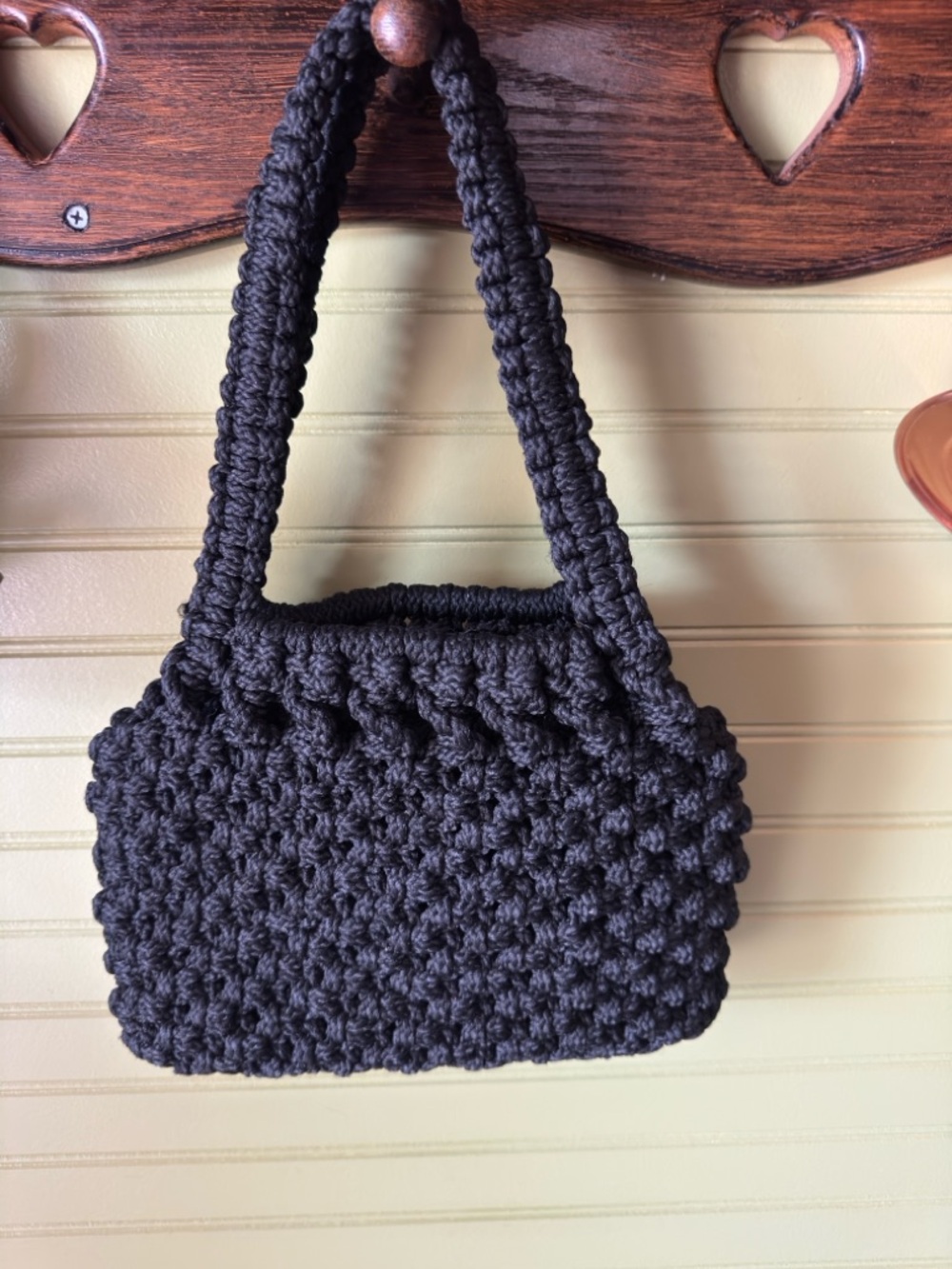 Handmade Black Crochet Shoulder Bag